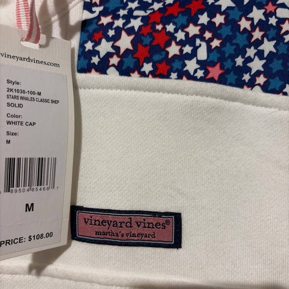 Vineyard Vines White Zip-Up Sweater with Blue and Pink Accents - Picture 4 of 7